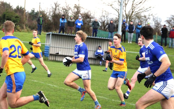 Fiachra Clifford on the ball against Beaufort